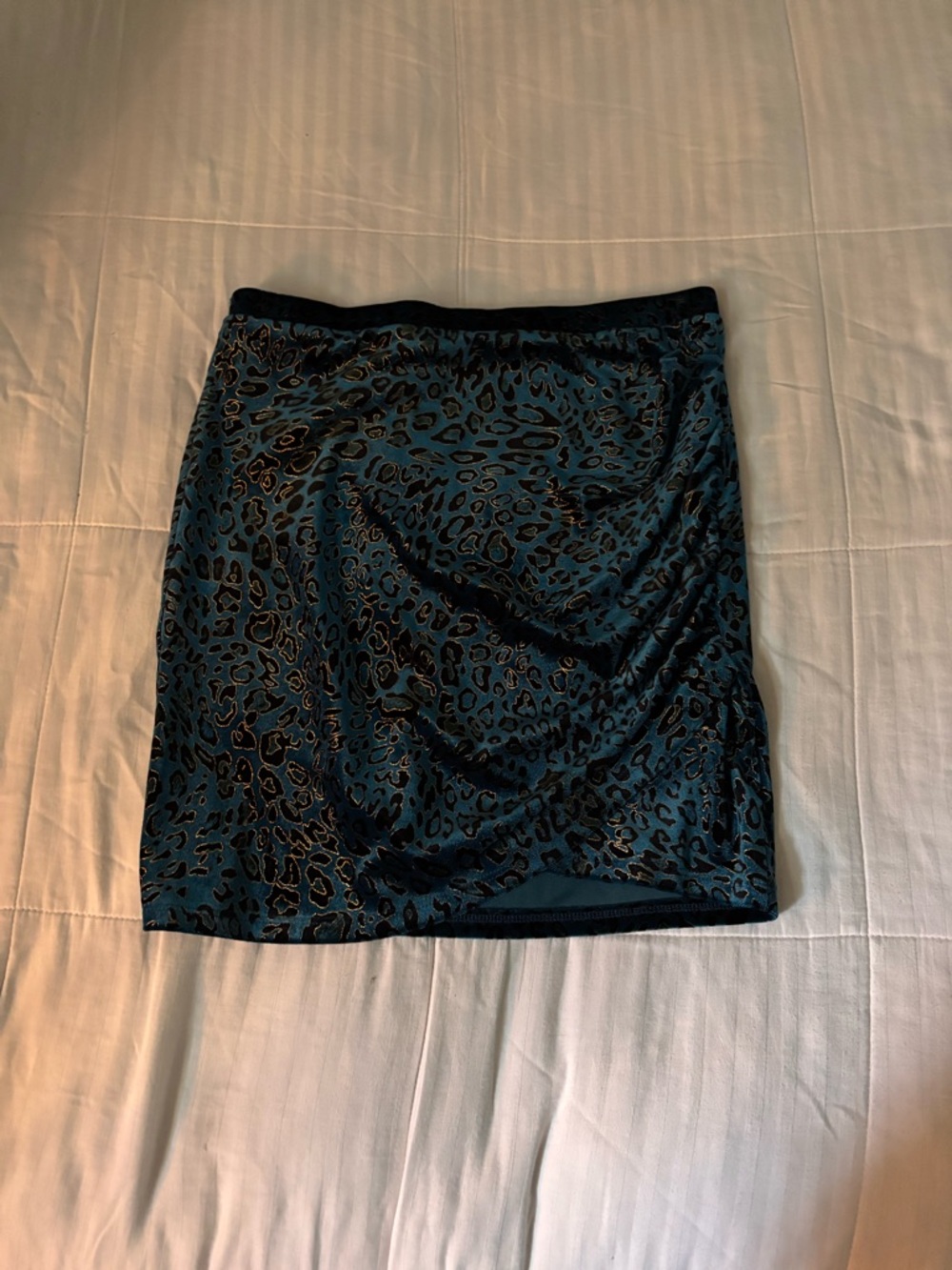 SHEIN Teal and Black Leopard Print Mini Skirt